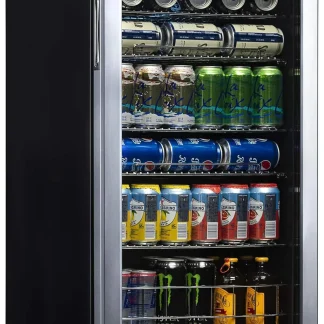 NewAir Beverage Refrigerator Cooler, 126 Cans, Stainless Steel, Right Hinge Glass Door - AB-1200