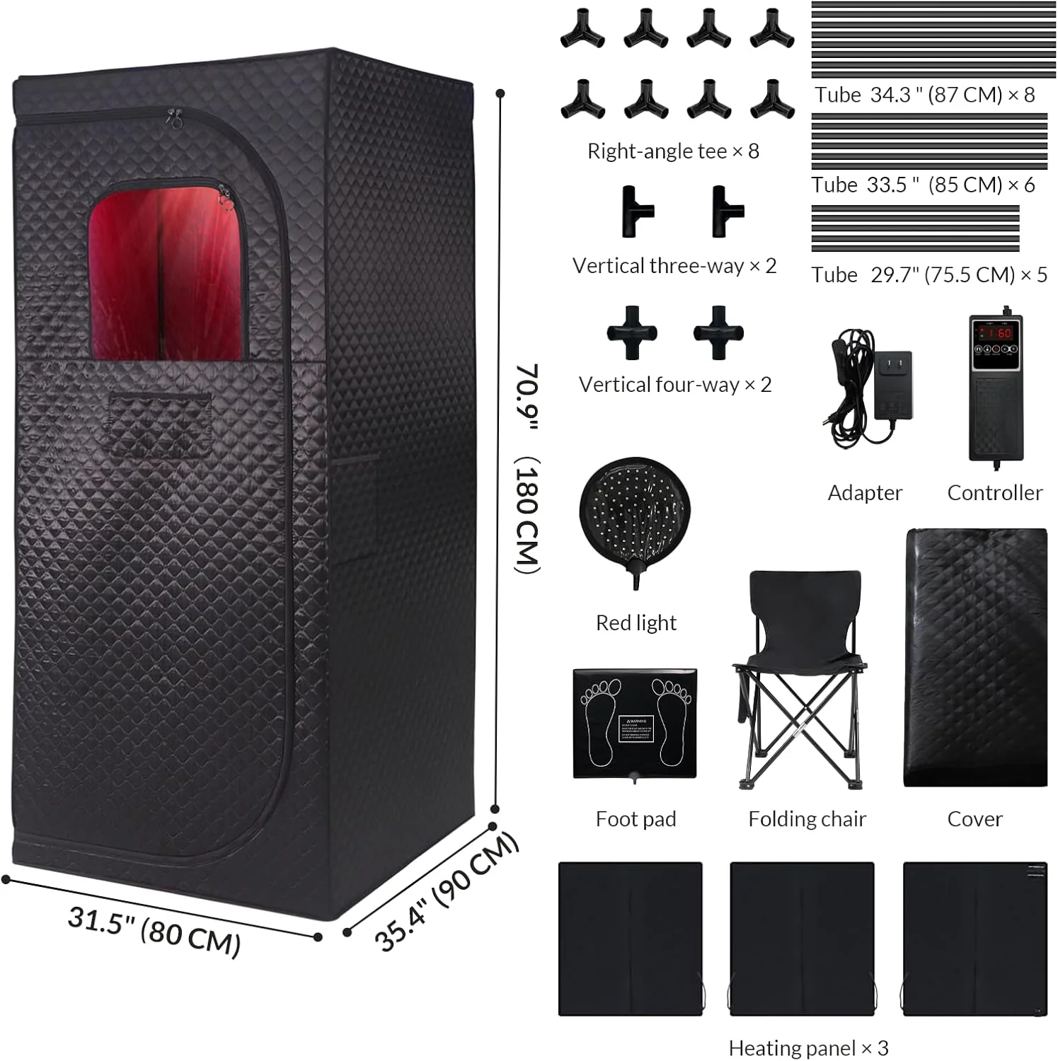 Personal Indoor Infrared Sauna Tent With Red Light Therapy, 9 Levels Up To 140F - Image 2