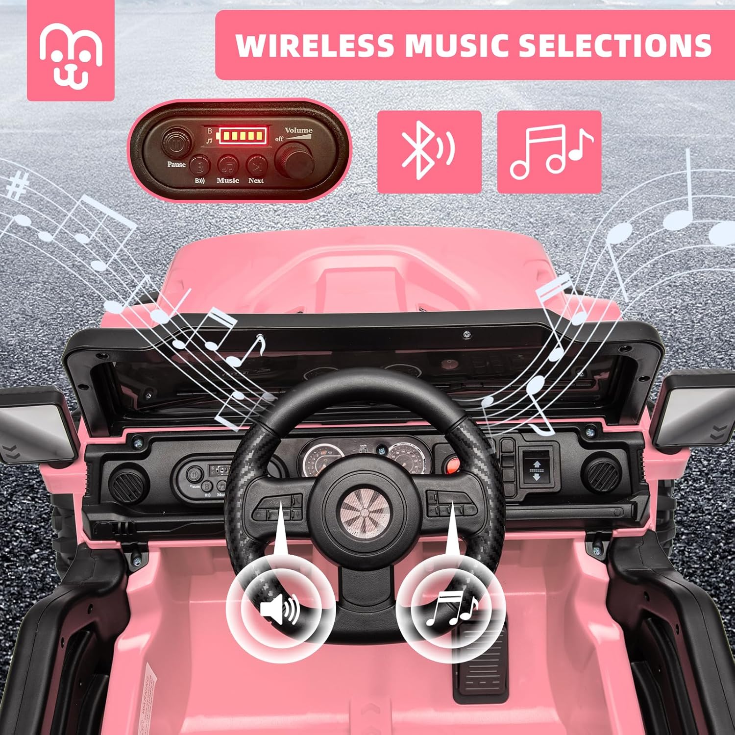 12V Kids Electric Ride on Truck Car Remote Control, Twin 35W Motors 3.5MPH Max Speed, Bluetooth USB Music Player, 4 Wheels Suspension LED Lights Safety Belt, Gift for Boy & Girl-Rosy - Image 26