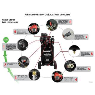 Husky 30 Gal. 175 PSI Oil Lubed Belt Drive Portable Vertical Electric Air Compressor C304H - Image 10