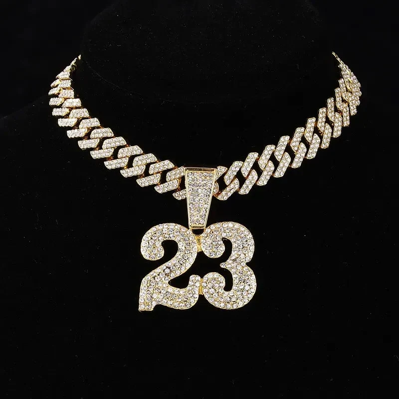 Number 23 Football Pendant Necklace With 20in Cuban Chain, 13mm Width - Image 2