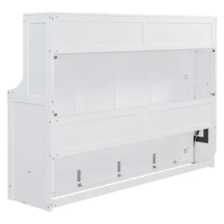 Queen/Full Size Murphy Bed with Hydraulic Lift and Integrated Desk Design