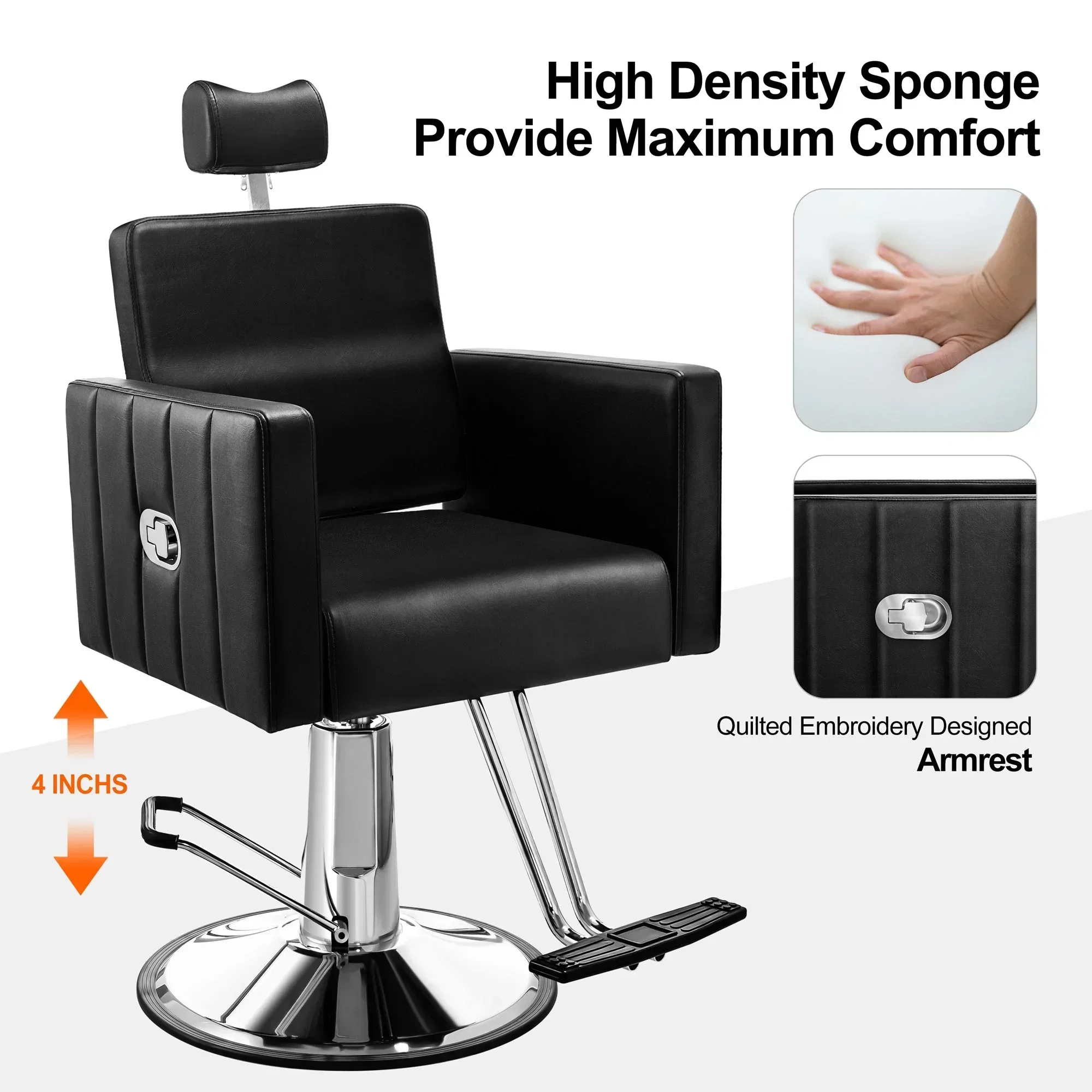 Baasha Reclining Salon Chair With Heavy Duty Hydraulic Pump - Image 5
