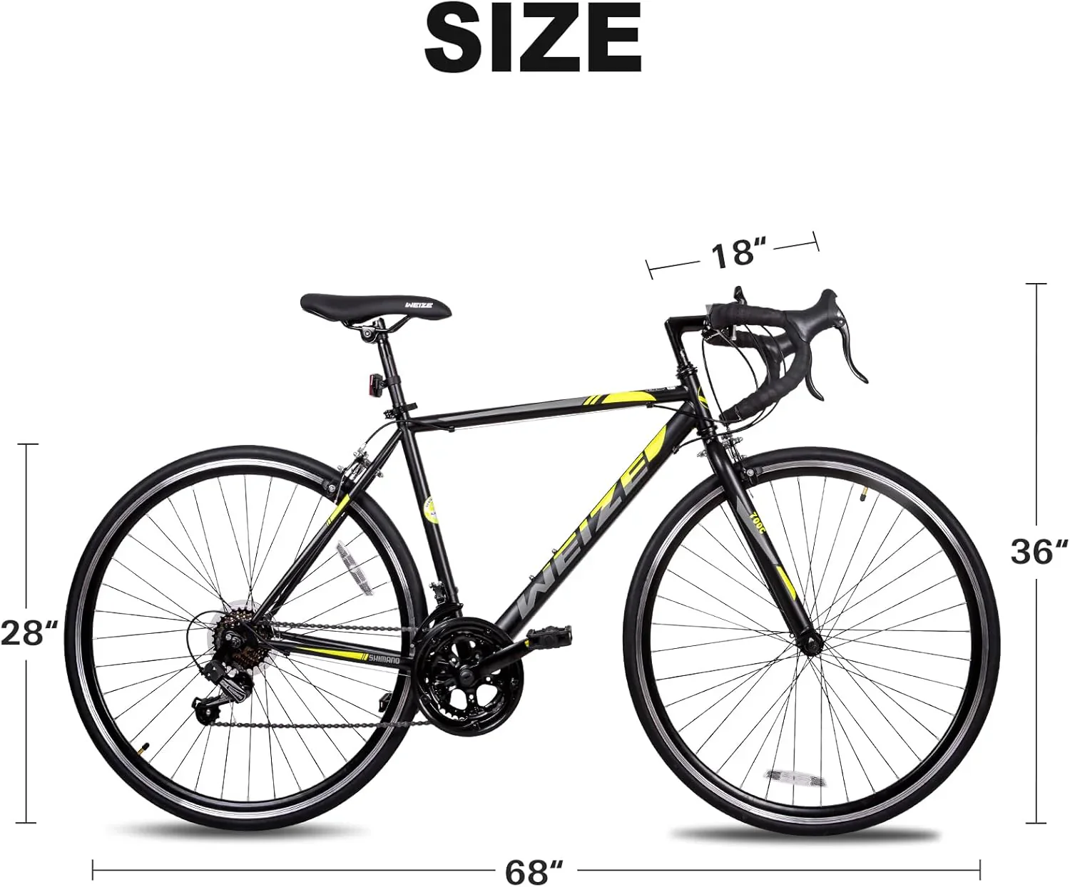 WEIZE Road Bike, 700C Wheel City Commuter Bicycle, Shimano 14 Speed Drop Bar, Racing Adult Bike with Caliper Brakes, High-Carbon Steel Hybrid Bikes - Image 16