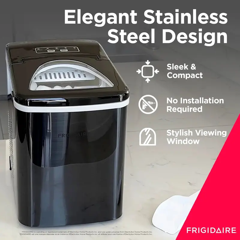 Frigidaire Stainless Steel Portable Countertop Ice Maker - 26 Lbs Daily - Image 2