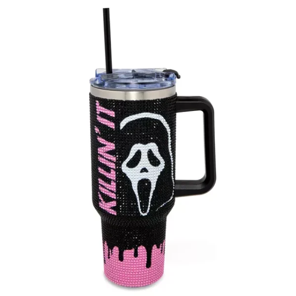 Ghost Face Killin' It Rhinestone Travel Tumbler with Straw - 40 oz.