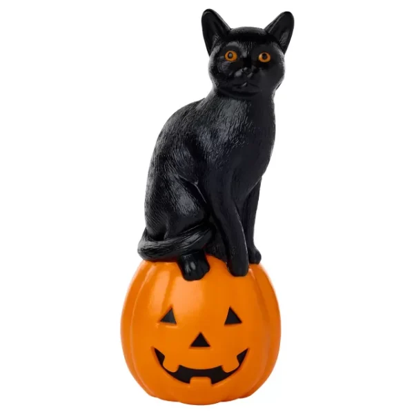 24" Light-Up Blow Mold Pumpkin Cat