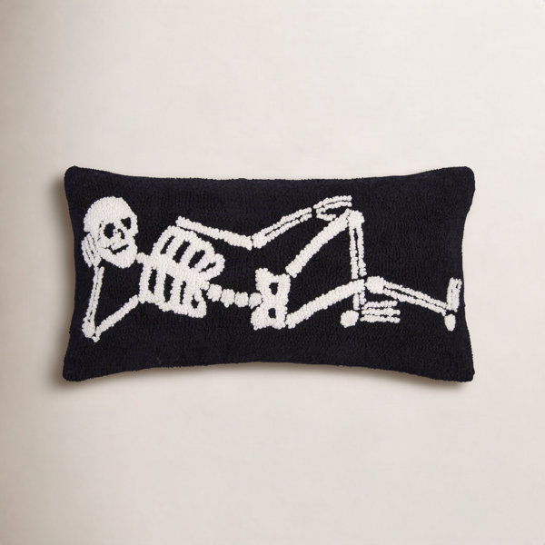 24" x 12" Relaxed Skeleton Hooked Throw Pillow