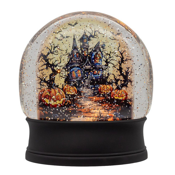 Kurt Adler 6.5-Inch Battery Operated USB Halloween LED Lighted Village Scene Water Lantern.