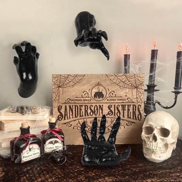 Halloween Decorations Indoor/Outdoor, Pack Of 3 Wall Mounted Creepy Reaching Hands With Candles, Life-Sized Horror Hands For Wall Decorations, Gothic Hanging Wall Art Sculpture
