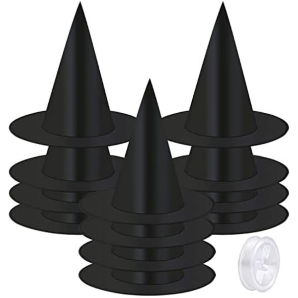 12 Pieces Halloween Costume Witch Hat With 100 Yards Hanging Rope For Halloween Yard Decoration