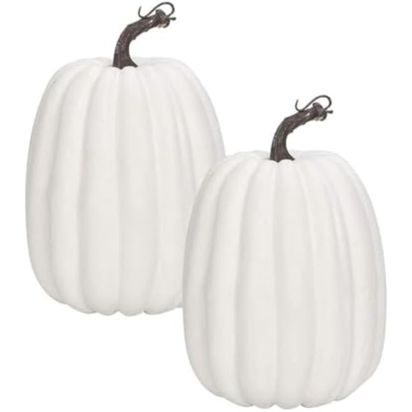 Artificial Pumpkins,2PCS White Fake Pumpkins Large Faux Pumpkins For Autumn Thanksgiving Halloween Seasonal Holiday Decor Decoration (2Pcs Big White Pumpkins)