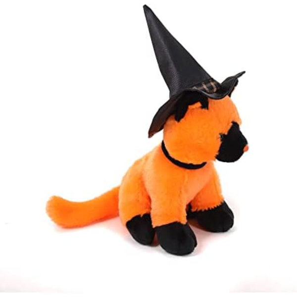 Halloween Orange Witch Cat Stuffed Animal Plush Toys,Soft Toy Gifts For Kids 7 Inch
