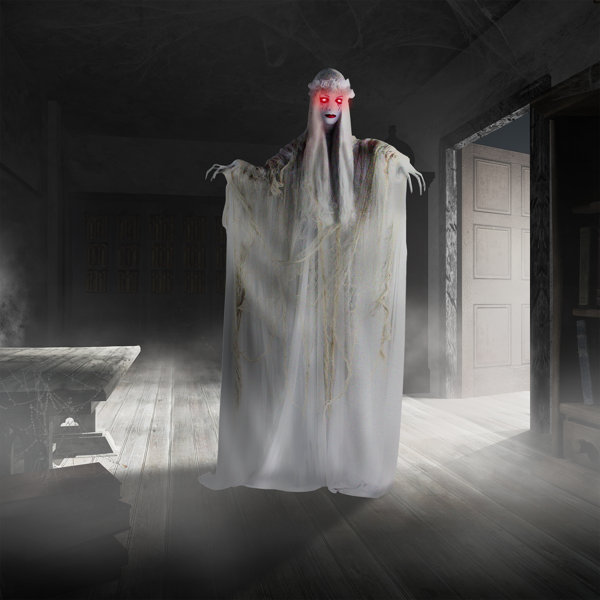 Life-Size 5.6-Ft. Animatronic Ghost Bride with Lights and Sound, Indoor or Covered Outdoor Halloween Decoration