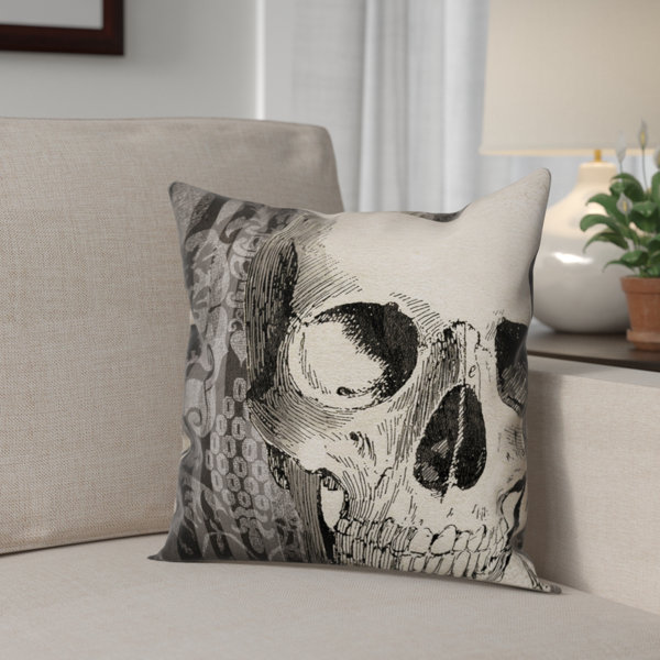 Spooky Skull Outdoor Reversible Throw Pillow