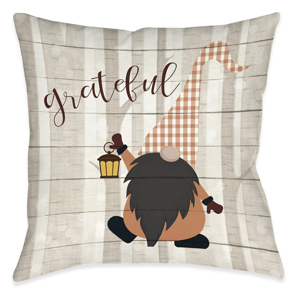 Grateful Gnome Throw Pillow