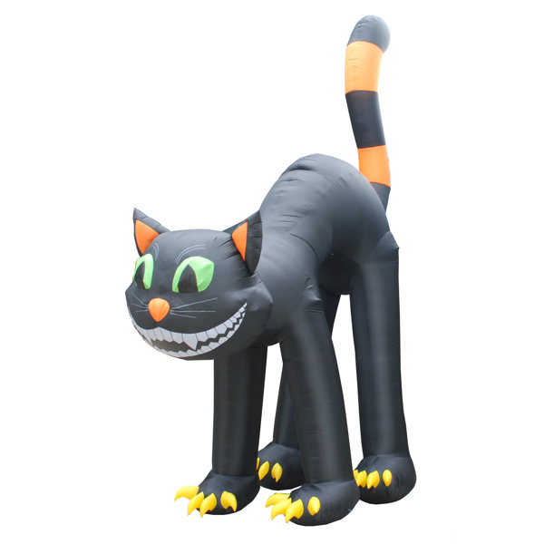 Lighted Happy Halloween HUGE Inflatable Animated Black Cat Head Rotates Indoor / Outdoor Holiday Blow Up Yard Garden Decoration