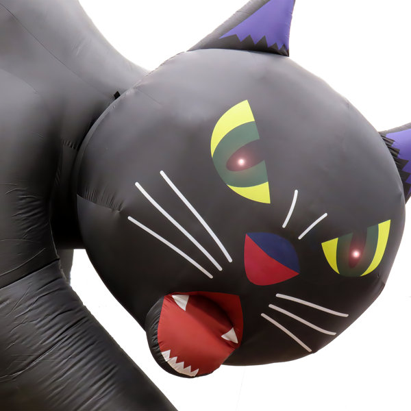 Premium Holiday 20ft Inflatable Halloween Black Cat, 4 Red LED Lights- UL