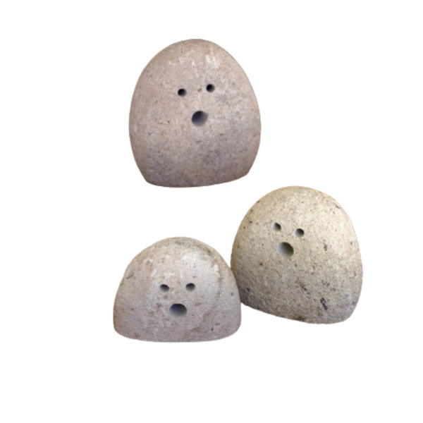 Tabletop River Rock Ghosts – 5 Inch Tall Handmade Halloween Figurines, Set of 3