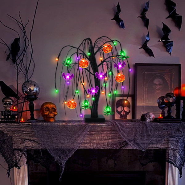 Halloween Lighted Spider Tabletop Tree