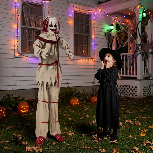 5.7FT Halloween Decoration Animatronics Talking Clown With Ballon Movable Arms
