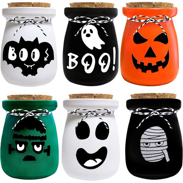 Halloween Decorations Indoor,6 Potion Bottles Halloween Decor,Halloween Mini Jars With Ghost Bat Pumpkin Mummy Boo Witch Haunted Lables For Haunting Party Supplies,3.38Fl