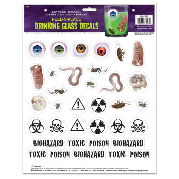 Halloween Drinking Glass Decals Peel 'N Place