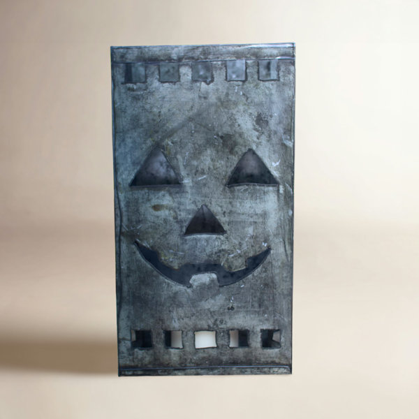 13.5" Tin Jack-O-Lantern Luminary Set of 6, Halloween Metal Lanterns Décor