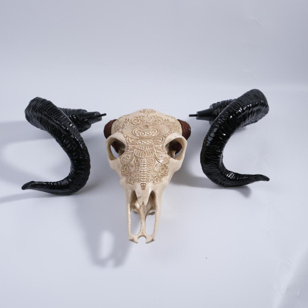 Xavier Bone-Inspired Bull Head Hanging Ornament in Resin Craft