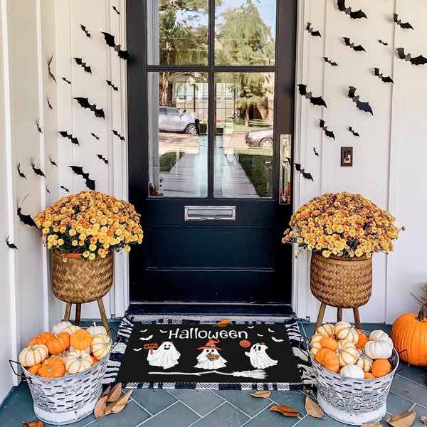 Halloween Door Mat Cute Ghost Front Door Entrance Mat Vintage Rustic Yard Non Slip Porch Home Decoration Indoor Outdoor 17 X 29 Inch