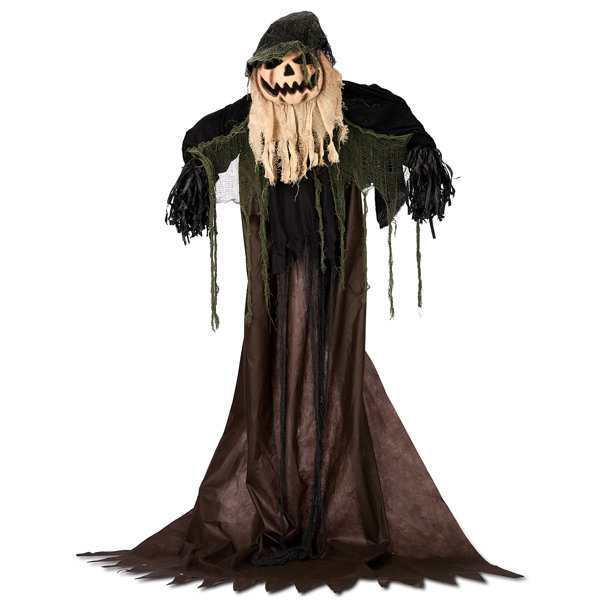 5.7ft Halloween Decorations Outdoor Animatronics Wizard With Pumpkin Face