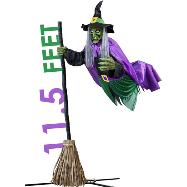 Halloween Decorations - Halloween Decorations Outdoor - 11.5 Ft Animated Hovering Witch Animatronics - Sound & Touch Activated Sensor - Scary Props House Decor For Garden Yard Lawn Indoor Decoration