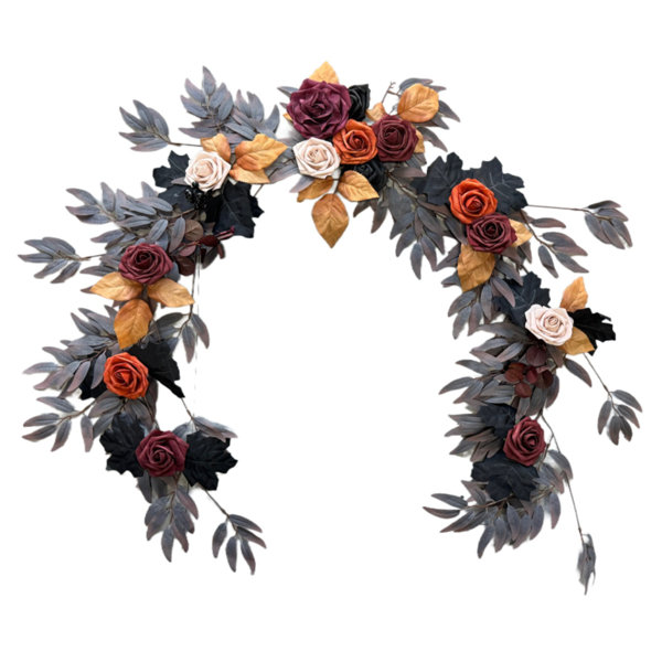 Artificial Floral Garland With Flowers, 5.9Ft Rose Flower Garland Handcrafted Wedding Centerpieces For Rehearsal Dinner Bridal Shower, Halloween Christmas Decorations, Table Centerpiece Decorations, Party Decoration Supplies
