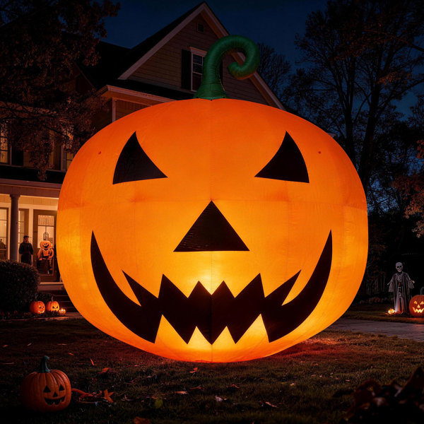 26Ft Giant Inflatable Pumpkin Halloween Decoration with Blower, Large Outdoor Blow Up Yard Lawn Holiday Decor for Party (Without LED Lights)