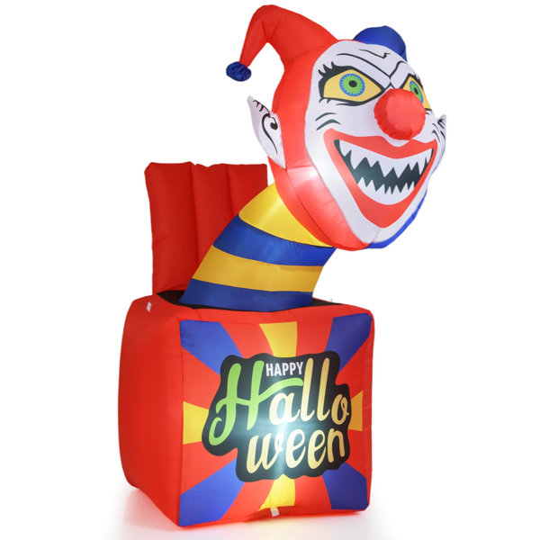 5 Ft Halloween Inflatable Clown Blow up Circus Clown Box Decoration with LED Lights