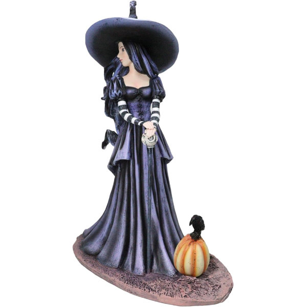 Amy Brown Halloween Pumpkin Gothic Ravenspell Crow Witch With Cane Figurine