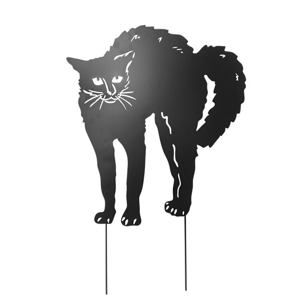 Haunted Hill Farm 36-In LED Black Cat with Eyes Halloween Decoration