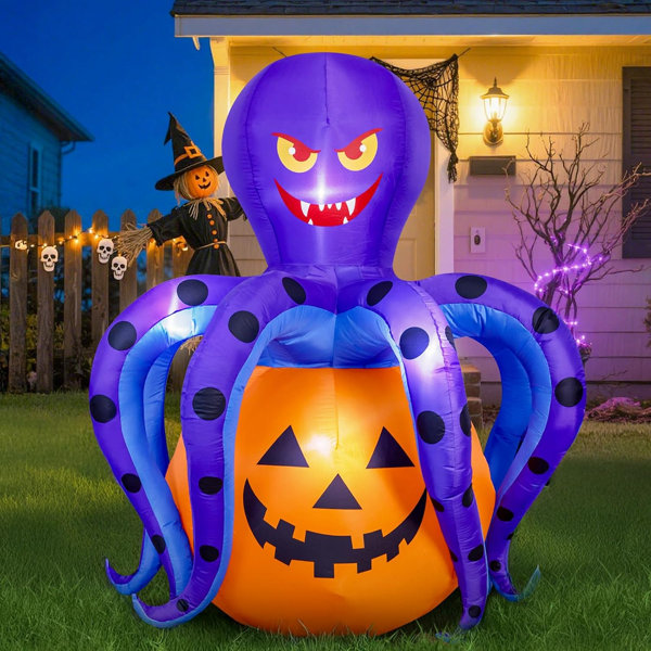 6.2 FT Halloween Inflatables Decorations Outdoor - Octopus Pumpkin Blow Ups Yard Decoration With Built-In Leds For Halloween Party Outdoor & Indoor Yard Garden Lawn Decor