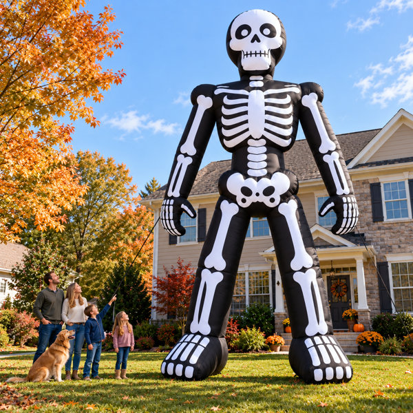 26 Ft. Giant Inflatable Skeleton Halloween Decoration with 480W Blower, Heavy-Duty 480D Oxford for Outdoor Yard & Events