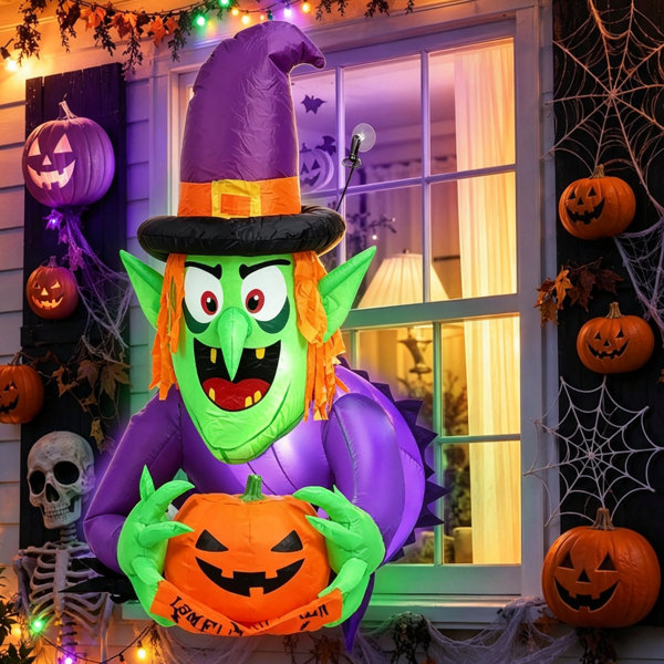 Halloween Inflatable 6ft Giant Outdoor Decoration, Built-in LED Lights with Weather-Resistant 210T Polyester & Powerful Blower, Quick-Inflating Yard Prop for Lawn, Garden & Party