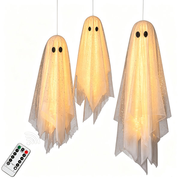 3Pcs Halloween Decorations Hanging Ghost Decor with Lights,Halloween Decor for Porch