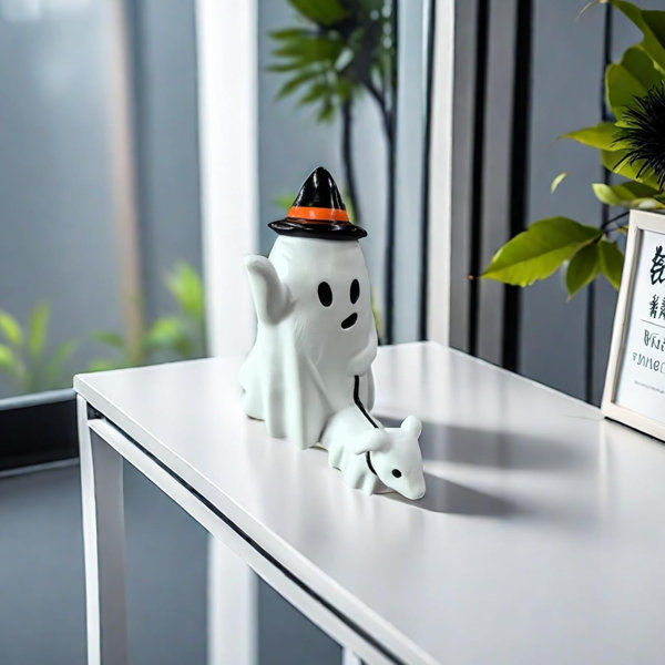 Halloween Ghost Figurine - Spooky Resin Statue, Cute Finger Ornaments, Perfect for Indoor & Porch Halloween Decor €