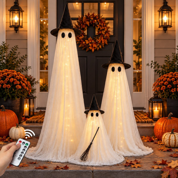 3-Piece Halloween Lighted Ghost Decoration Set