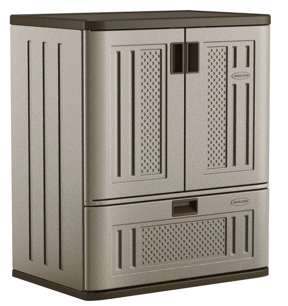 Suncast Single Drawer Resin Base Storage Cabinet - Platinum Metallic